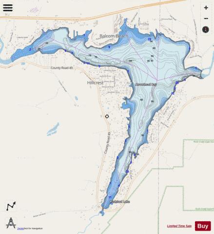 Rushford Lake depth contour Map - i-Boating App - Streets