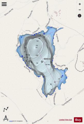 Sylvia Lake depth contour Map - i-Boating App - Streets