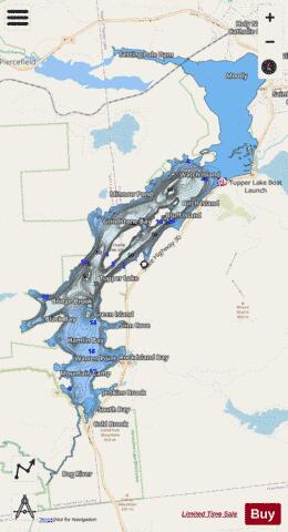 Tupper Lake depth contour Map - i-Boating App - Streets