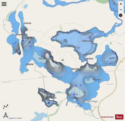 Upper St  Regis Lake depth contour Map - i-Boating App - Streets