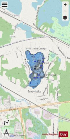 Lake Brady depth contour Map - i-Boating App - Streets
