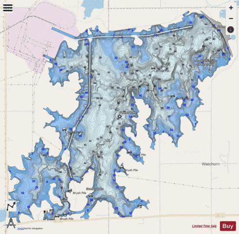 Sooner Lake depth contour Map - i-Boating App - Streets