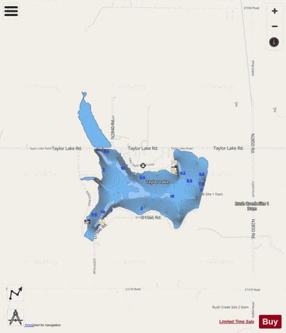 Taylor Lake depth contour Map - i-Boating App - Streets