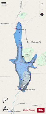 Justus Lake/ Two Mile Run Reservoir depth contour Map - i-Boating App - Streets