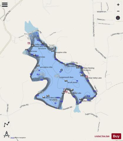 Rose Valley Lake depth contour Map - i-Boating App - Streets