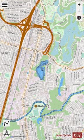 Fenner Pond Providence depth contour Map - i-Boating App - Streets