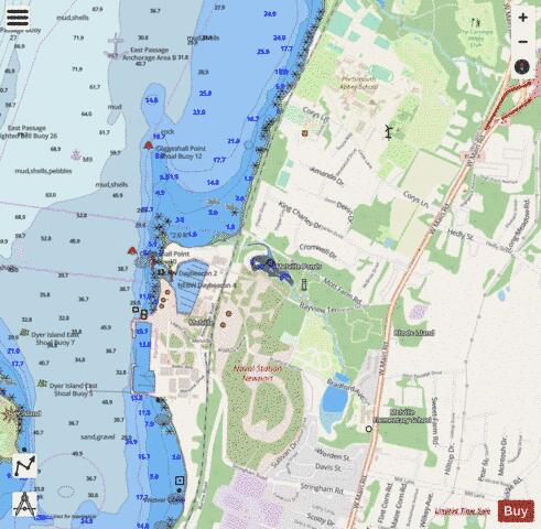Melville Pond depth contour Map - i-Boating App - Streets