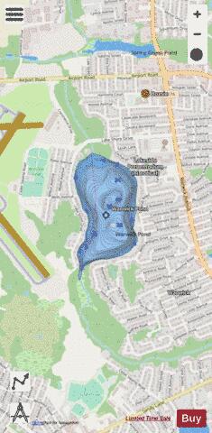 Warwick Pond depth contour Map - i-Boating App - Streets