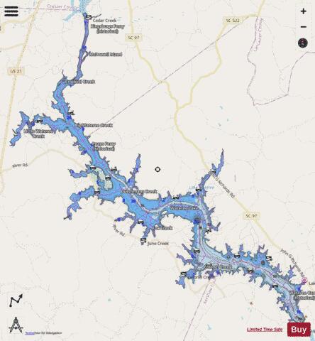 Lake Wateree depth contour Map - i-Boating App - Streets