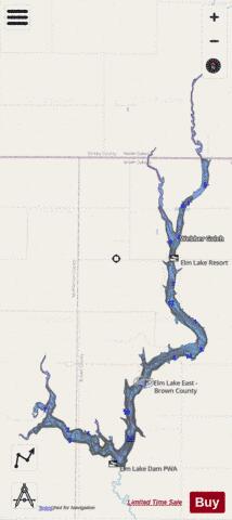 Elm Lake depth contour Map - i-Boating App - Streets