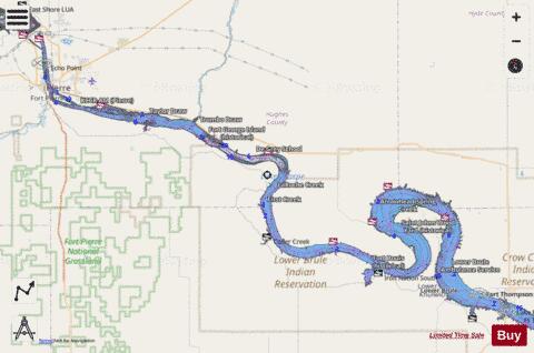 Lake Sharpe depth contour Map - i-Boating App - Streets