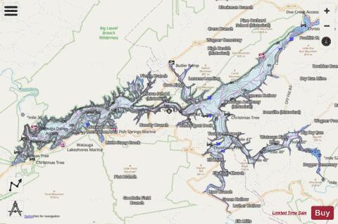 Watauga Lake depth contour Map - i-Boating App - Streets