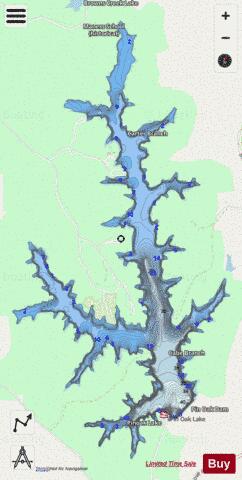 Pinoak Lake depth contour Map - i-Boating App - Streets