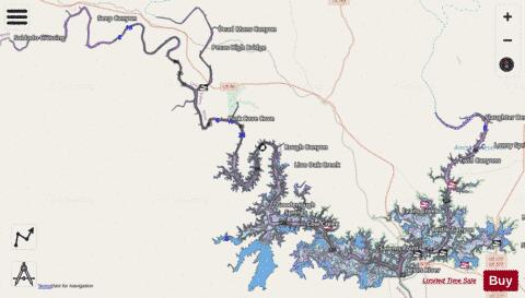 Amistad Reservoir / Lake depth contour Map - i-Boating App - Streets