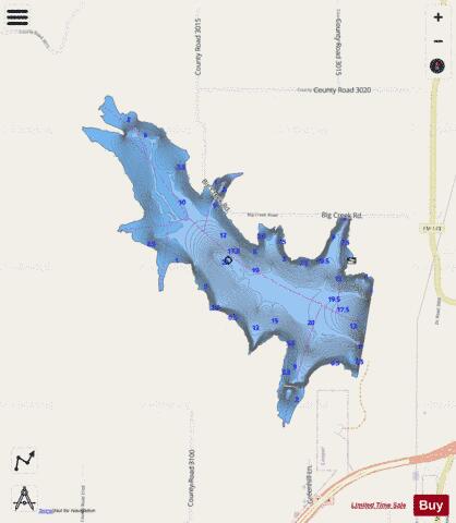 Big Creek Reservoir depth contour Map - i-Boating App - Streets
