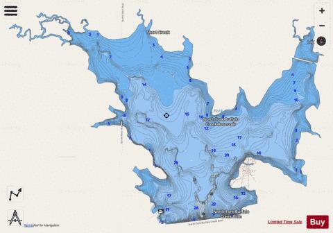 Buffalo Creek Reservoir depth contour Map - i-Boating App - Streets