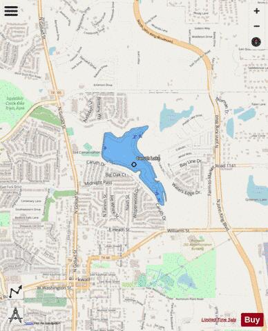 Caruth Lake depth contour Map - i-Boating App - Streets
