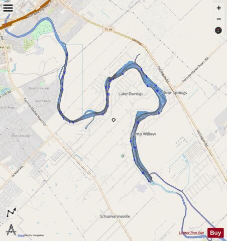 Lake Dunlap depth contour Map - i-Boating App - Streets