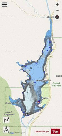 Gunlock Reservoir depth contour Map - i-Boating App - Streets