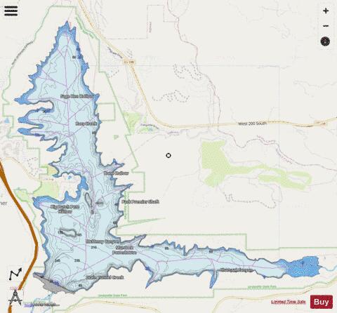 Jordanelle Reservoir depth contour Map - i-Boating App - Streets