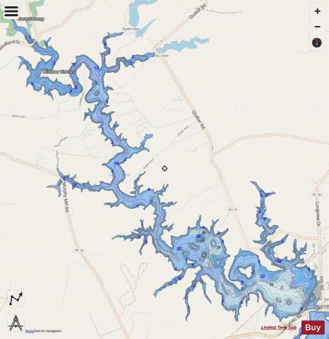Lake Burnt Mills depth contour Map - i-Boating App - Streets