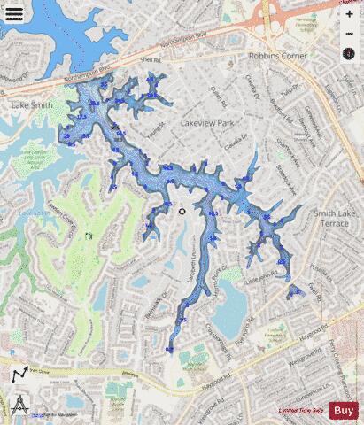 Lake Smith depth contour Map - i-Boating App - Streets