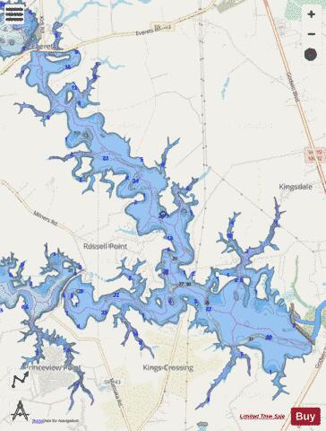Western Branch Reservoir depth contour Map - i-Boating App - Streets