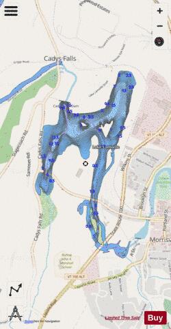 Lake Lamoille Morristown depth contour Map - i-Boating App - Streets