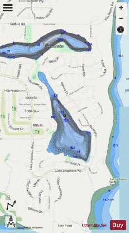 Josephine Lake depth contour Map - i-Boating App - Streets