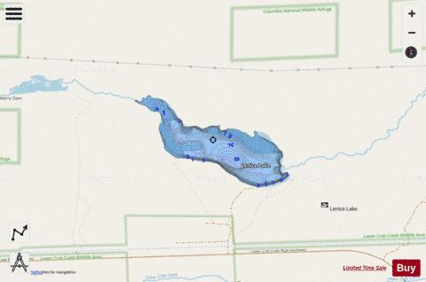 Lenice Lake,  Grant County depth contour Map - i-Boating App - Streets