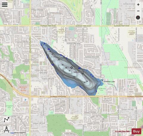 Meridian Lake,  King County depth contour Map - i-Boating App - Streets