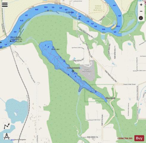Mud Lake,  Clark County depth contour Map - i-Boating App - Streets