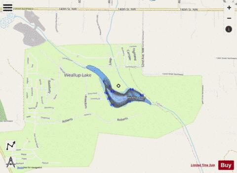 Weallup Lake depth contour Map - i-Boating App - Streets