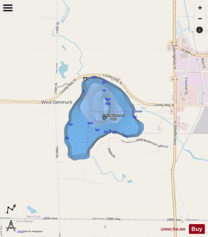 Little Butternut Lake depth contour Map - i-Boating App - Streets