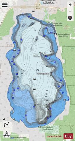 Metonga Lake depth contour Map - i-Boating App - Streets