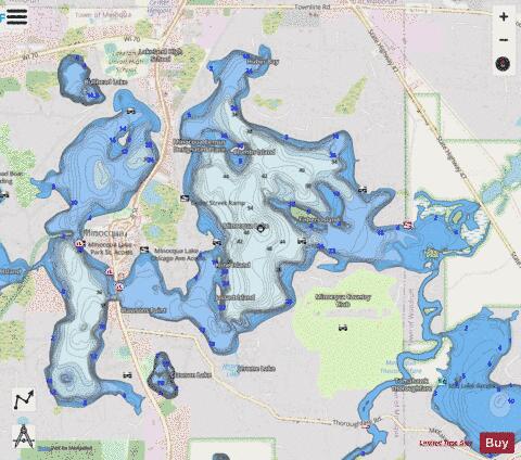Minocqua Lake depth contour Map - i-Boating App - Streets