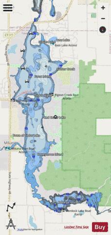 Red Cedar Lake depth contour Map - i-Boating App - Streets