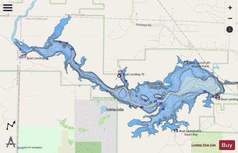 Caldron Falls Reservoir Lake depth contour Map - i-Boating App - Streets