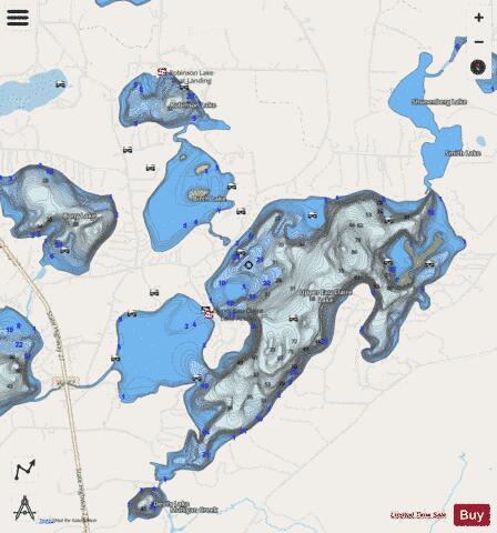 Upper Eau Claire Lake depth contour Map - i-Boating App - Streets