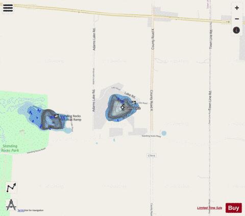 Adams Lake depth contour Map - i-Boating App - Streets