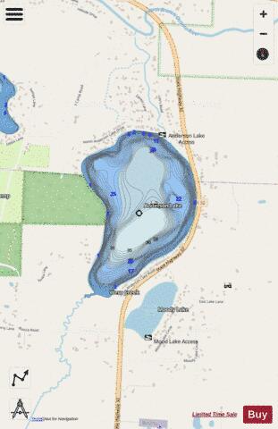Anderson Lake depth contour Map - i-Boating App - Streets
