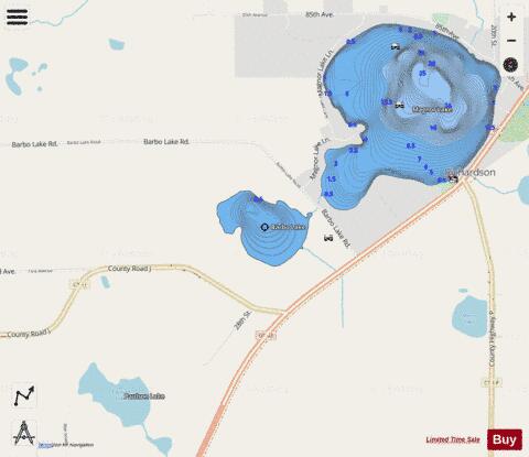 Barbo Lake depth contour Map - i-Boating App - Streets