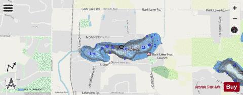 Bark Lake depth contour Map - i-Boating App - Streets
