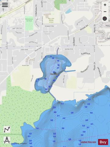 Bass Bay Lake depth contour Map - i-Boating App - Streets