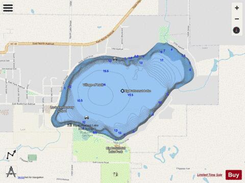 Big Butternut Lake depth contour Map - i-Boating App - Streets