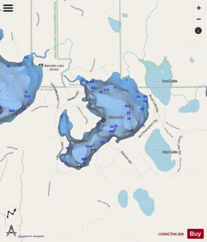 Birch Lake, Harshaw depth contour Map - i-Boating App - Streets