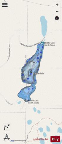 Bladder Lake depth contour Map - i-Boating App - Streets