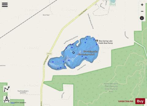 Blue Spring Lake depth contour Map - i-Boating App - Streets