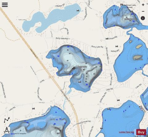 Bony Lake depth contour Map - i-Boating App - Streets