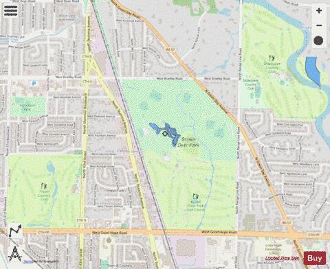 Brown Deer Park Pond depth contour Map - i-Boating App - Streets